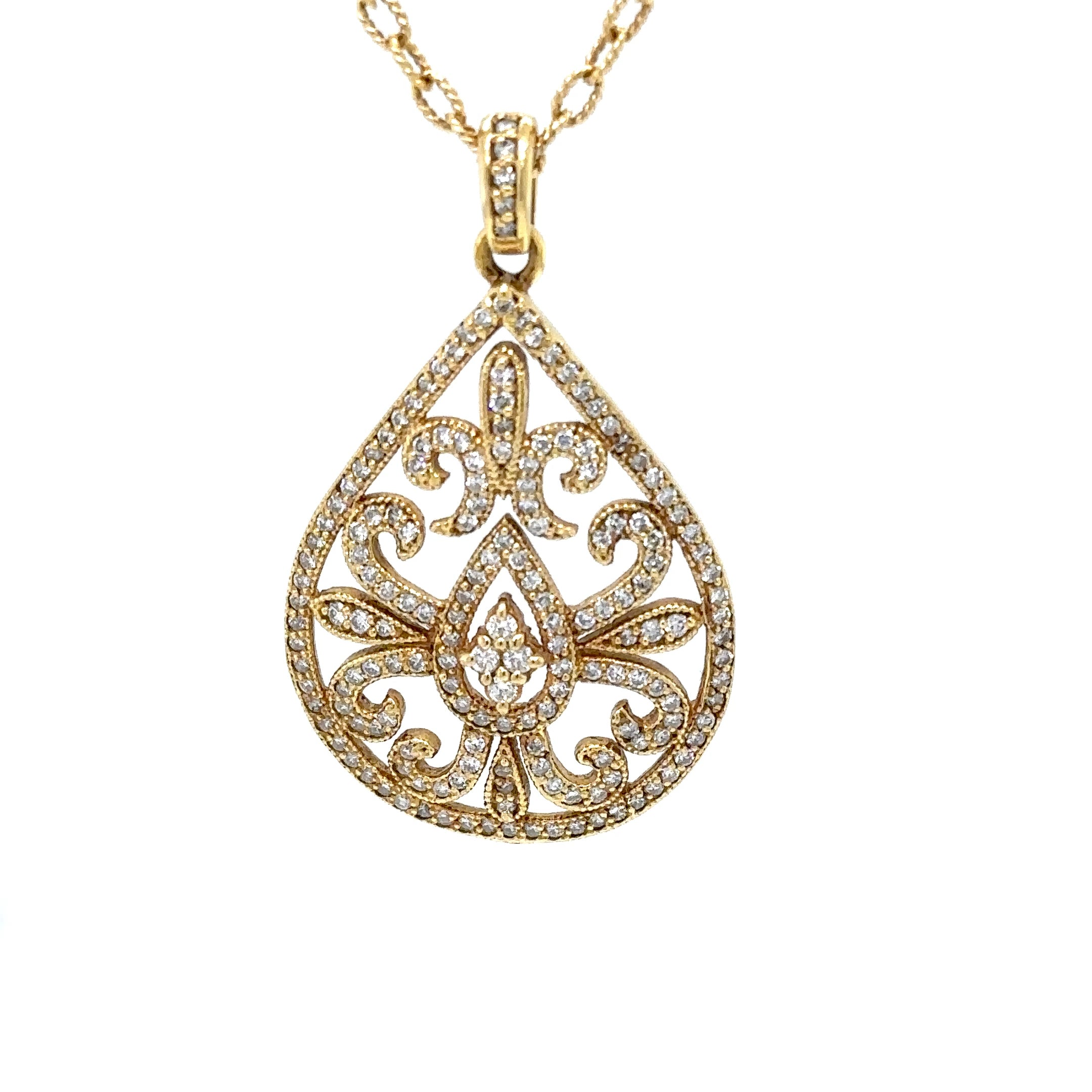 Antique Style Diamond Gold Necklace