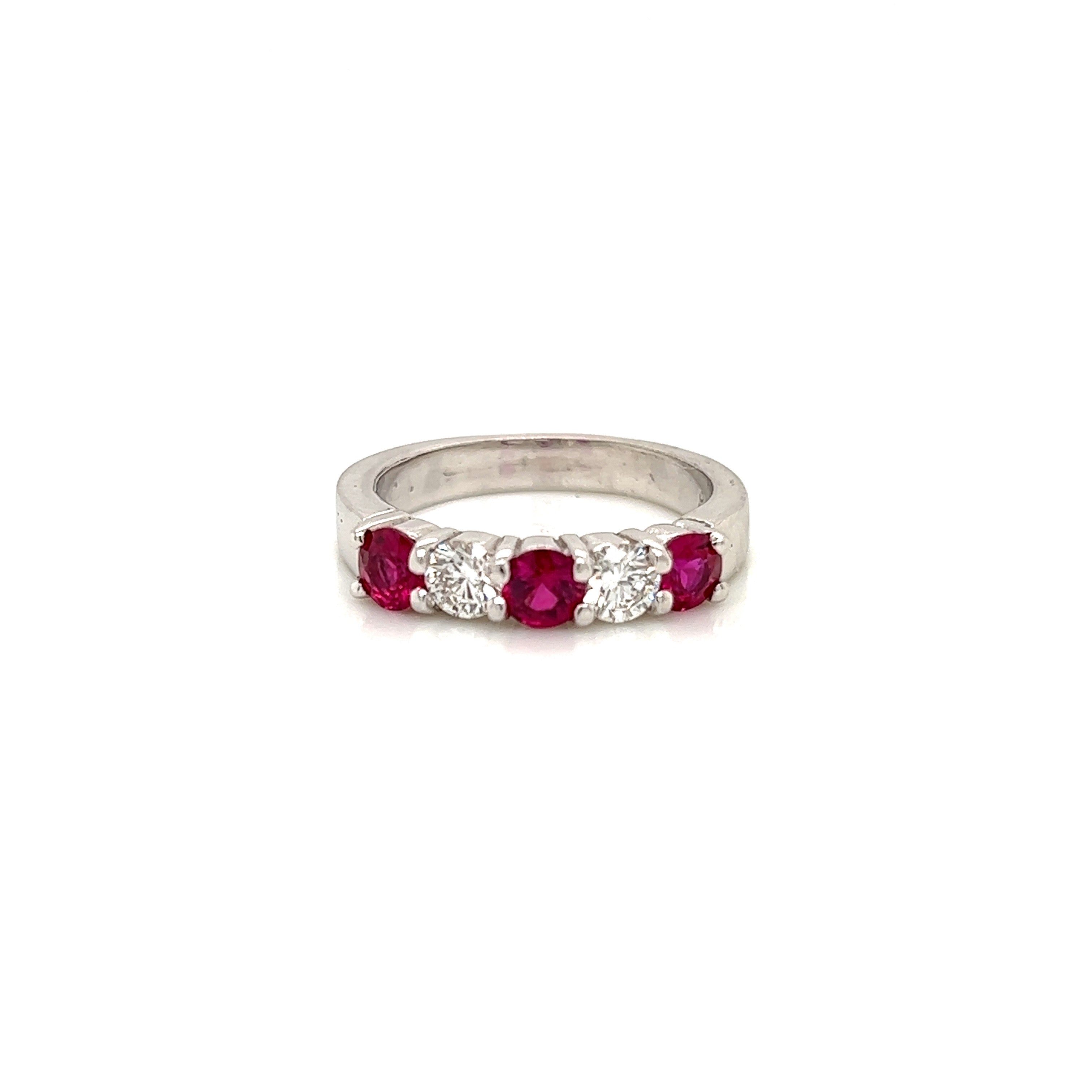 5-Stone Ruby and Diamond Ring in Platinum