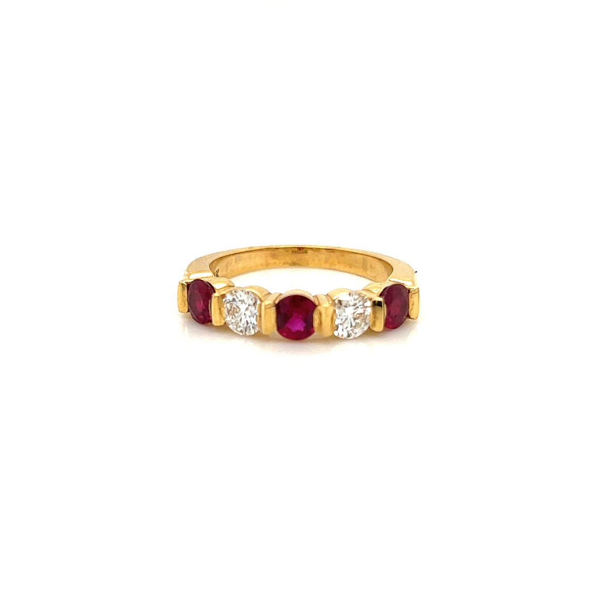 5 Stone Bar Set Ruby and Diamond Ring – Blauweiss Berkowitz Jewelers