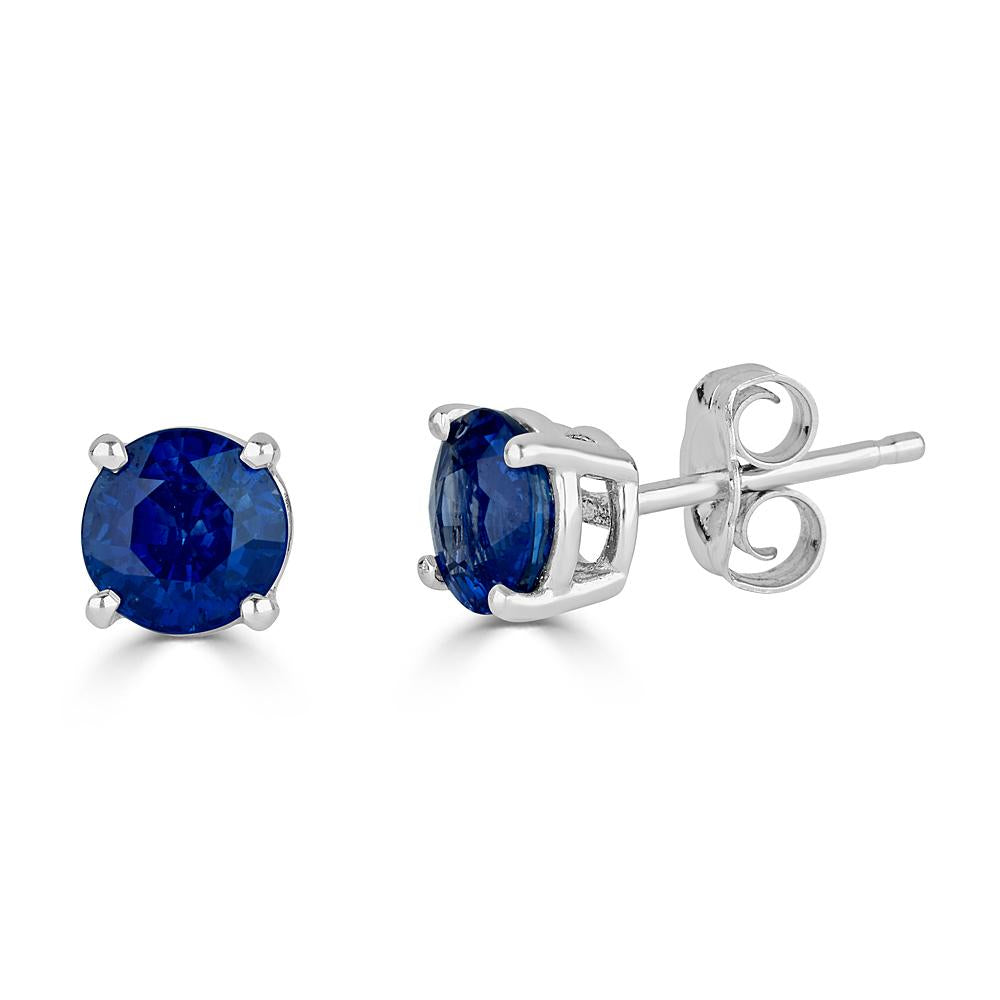 Sapphire Stud Earrings in 14k White Gold (1.4ct t/w)