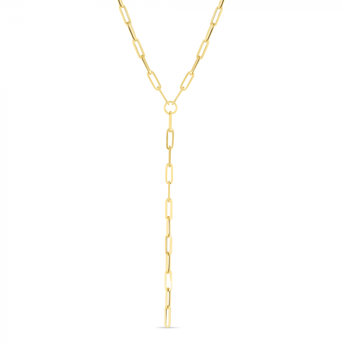 Paper Clip Chain Y-Necklace with Lobster Lock gold